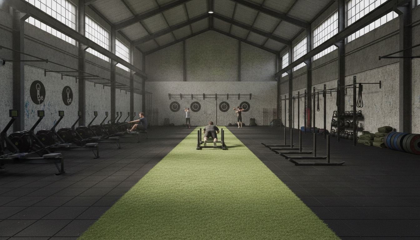 Athlete training in a dark gym with dramatic fire-orange lighting